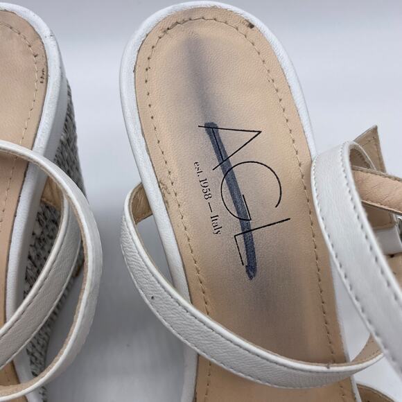 AGL Women's Dora White Leather Ankle Strap Wedge Sandals Size 37 - Picture 5 of 7